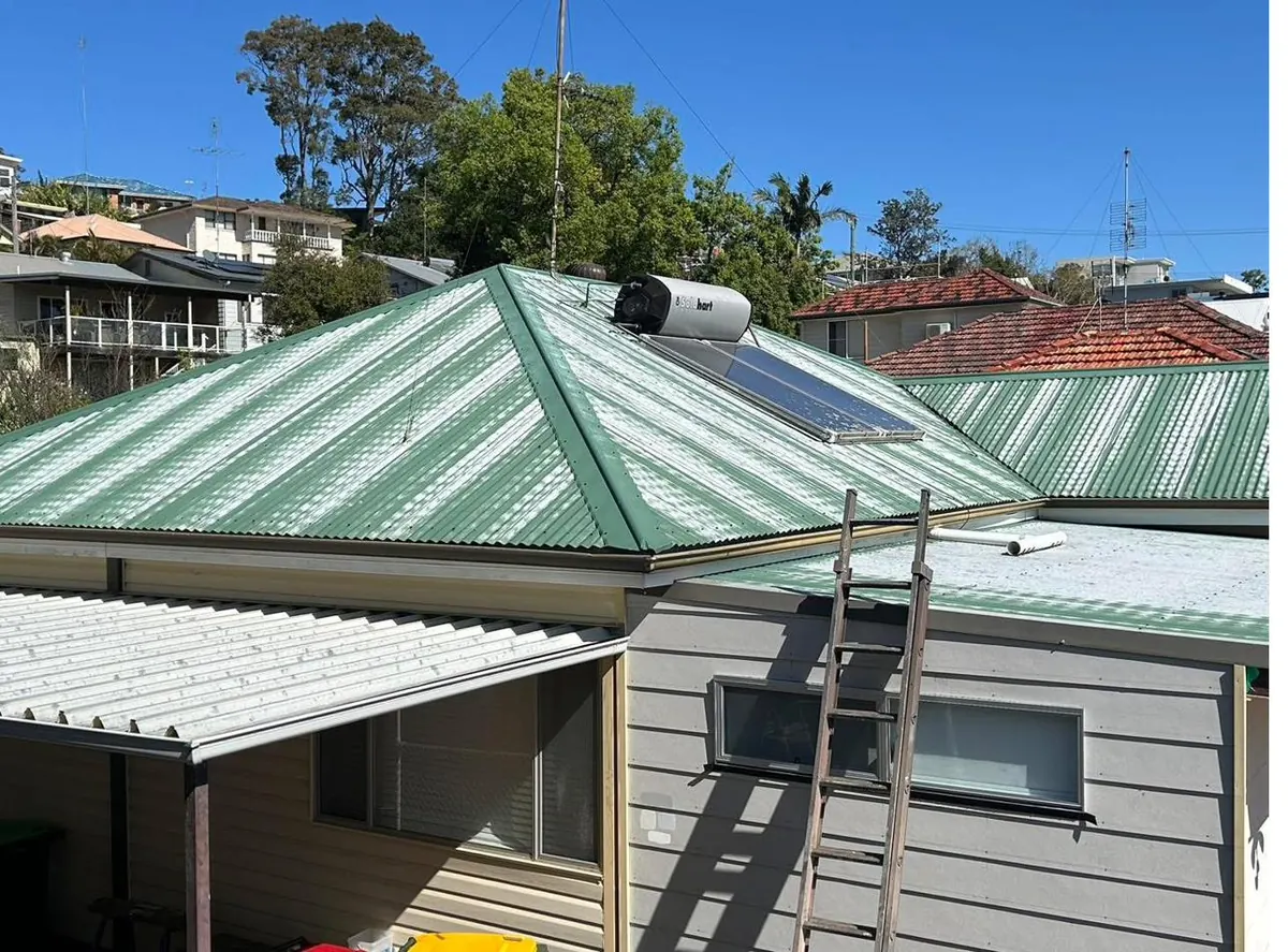 Faded green Colorbond roof before respray