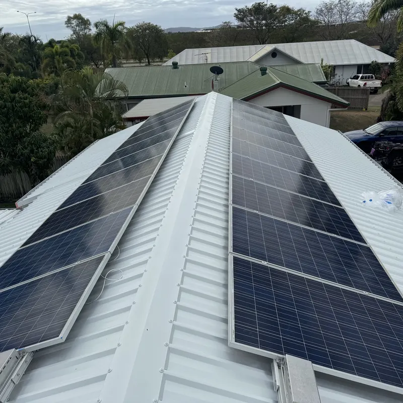 White Colorbond roof with solar array, alternate angle